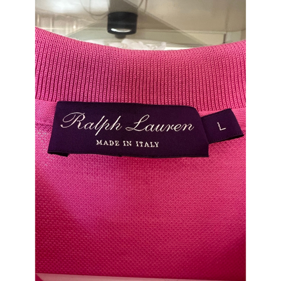 NWOT Ralph Lauren Pink Short Sleeve Polo Tee L with Purple Logo L - Picture 2 of 7